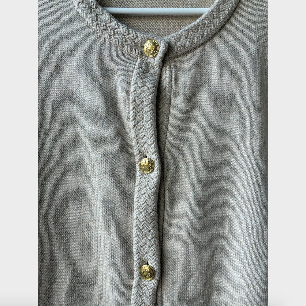 J. Crew Cream/Tan Cotton-Blend Cardigan Sweater Lady Jacket w/ Gold Buttons - L - Picture 7 of 12